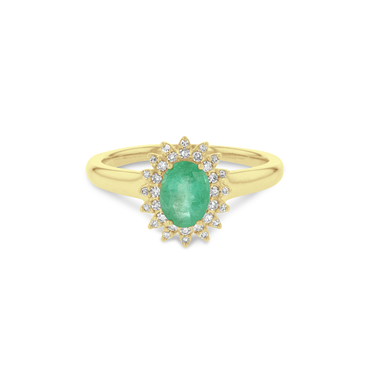Emerald & Diamond 0.13ct Royal Lady Cluster Ring in 9ct Gold  -  Size N