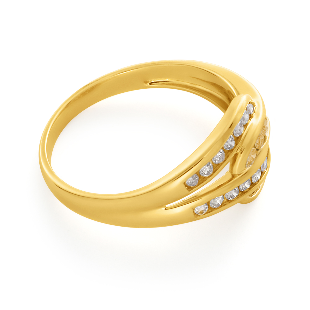 Australian Diamond 9ct Yellow Gold Loop Diamond Ring (TW=50pt)