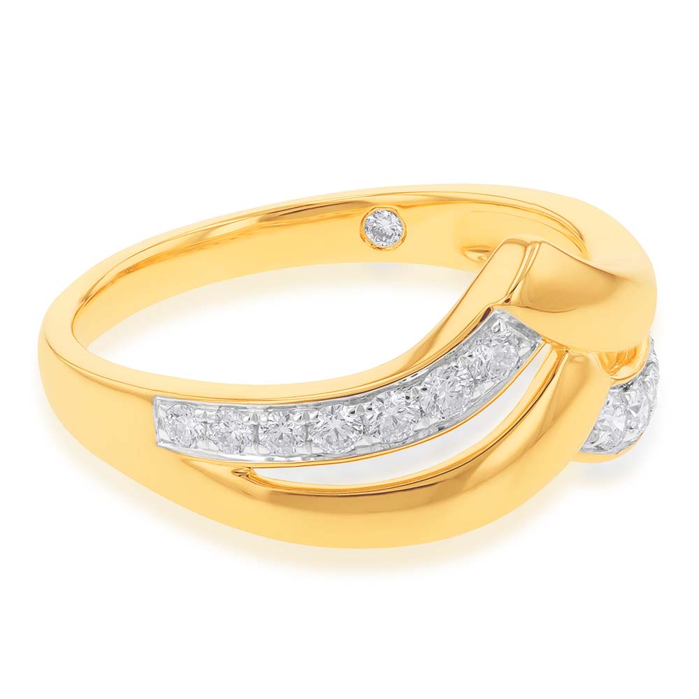Flawless 1/4 Carat Diamond Chevron Dress Ring in 9ct Yellow Gold
