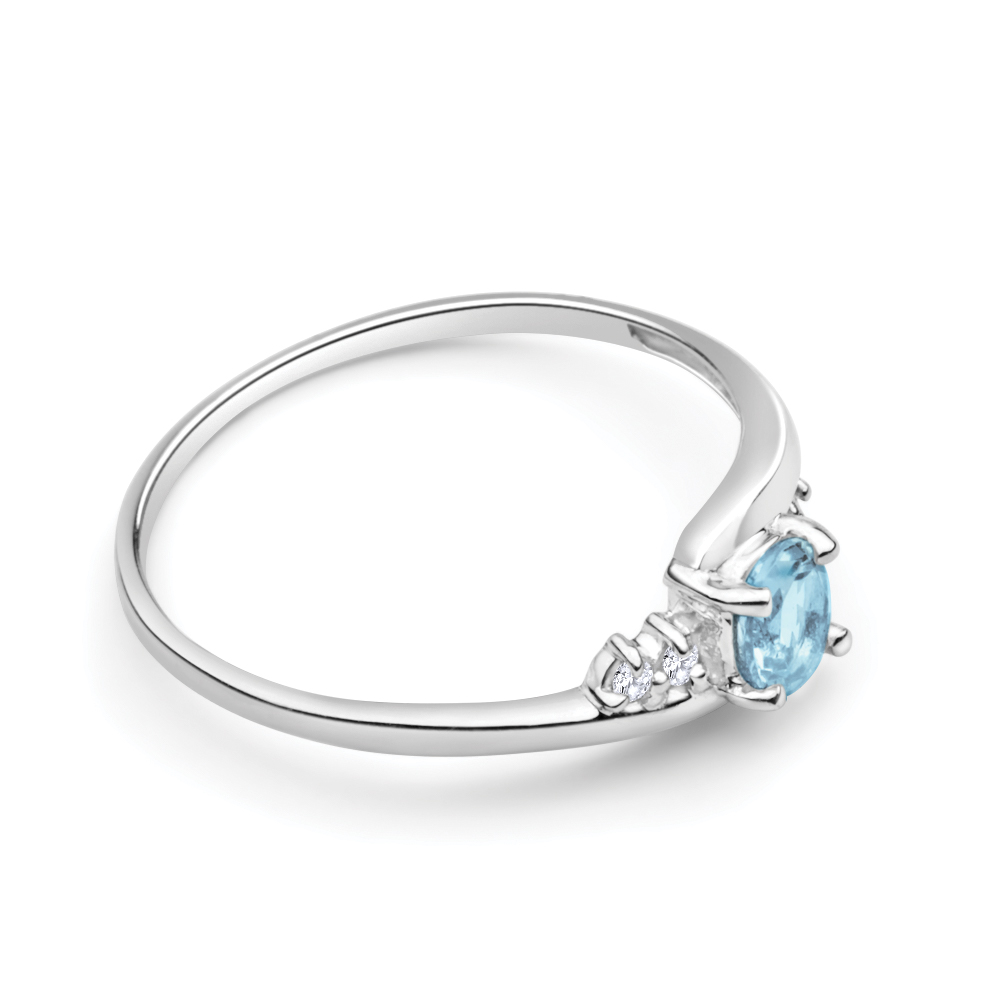 9ct White Gold Oval Cut Blue Topaz + Cubic Zirconia Ring