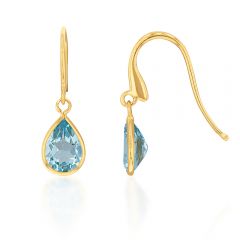 9ct Alluring Yellow Gold Blue Topaz Drop Earrings