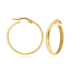 9ct Yellow Gold 20mm Plain Hoop Earrings