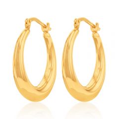 9ct Yellow Gold Silver Filled Plain Graduated 20mm Hoop Earrings