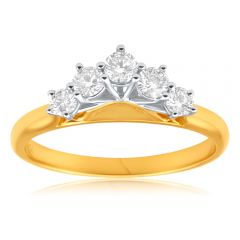 18ct Yellow Gold & White Gold Ring With 0.5 Carats Of Brilliant Cut Diamonds