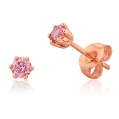 Luminesce Lab Grown Pink Diamond Solitaire Studs in 9ct Rose Gold