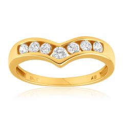 9ct Yellow Gold Wishbone Cubic Zirconia Ring