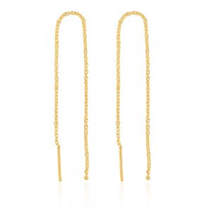 9ct Yellow Gold Singapore Chain Threader Drop Earrings