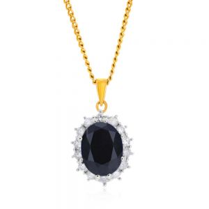 'Princess Kate' 9ct 2.30 Carat Natural Sapphire & 1/2 Carat Diamond Pendant