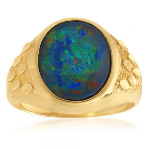 9ct Yellow Gold Triplet Opal Gents Ring