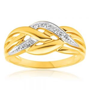 9ct Yellow Gold Diamond Ring  Set with 5 Brilliant Diamonds