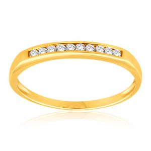9ct Yellow Gold Diamond Ring Set with 10 Stunning Brilliant Diamonds