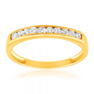 9ct Yellow Gold Diamond Ring Set with 10 Brilliant Diamonds