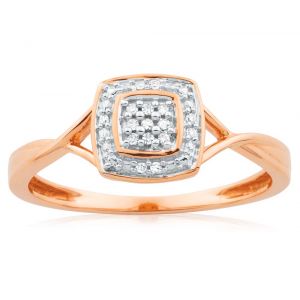 9ct Rose Gold Ring With 17 Brilliant Cut Diamonds