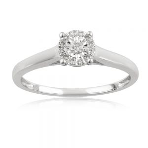 9ct White Gold 10 Points Diamond Ring with 13 Brilliant Cut Diamonds