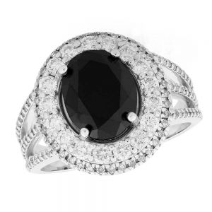 3.40ct Black & White Diamond Black Swan Ring in 18ct White Gold