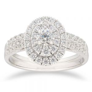 Flawless 1 Carat TW of Diamonds Bridal Set in 18ct White Gold
