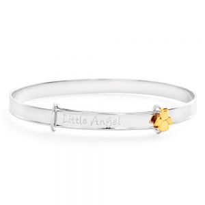 Sterling Silver Gold Plated Little Angel Expandable Baby Bangle