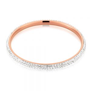 Rose Gold Plated Stainless Steel Crystal Bangle 65mm